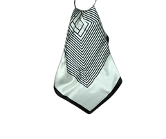 Beiges Seidentuch mit schwarzen Streifen – 100 % Seide, 70x70 cm | Elegantes quadratisches Halstuch