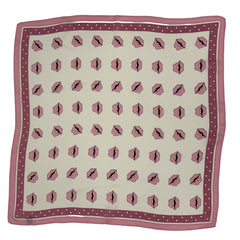 Seidentuch „Nikituch“ – Beige mit pinkem Kussmund | 100 % Seide | 53x53 cm