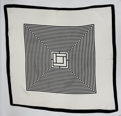 Beiges Seidentuch mit schwarzen Streifen – 100 % Seide, 90 x 90 cm | Elegantes quadratisches Halstuch