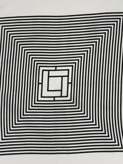 Beiges Seidentuch mit schwarzen Streifen – 100 % Seide, 90 x 90 cm | Elegantes quadratisches Halstuch