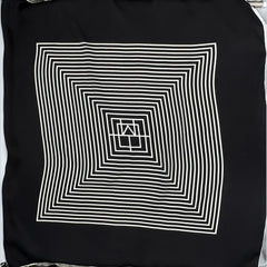Schwarzes Seidentuch mit Off-White-Streifen – 100 % Seide, 90 x 90 cm | Elegantes quadratisches Halstuch