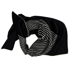 Schwarzes Seidentuch mit Off-White-Streifen – 100 % Seide, 90 x 90 cm | Elegantes quadratisches Halstuch