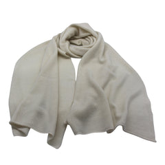 Handgemachter Kaschmir-Schal – 100 % Kaschmir, Unisex, groß & weich, off-white